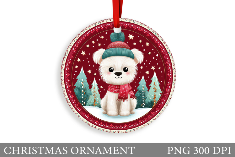 Cute Dog Christmas Ornament. Winter Dog Christmas Ornament