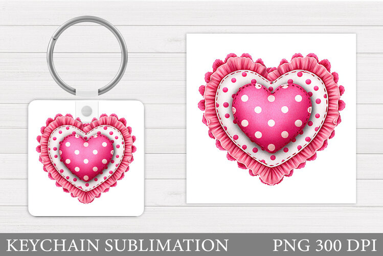 Heart Keychain Design. Valentine Keychain Sublimation example image 1