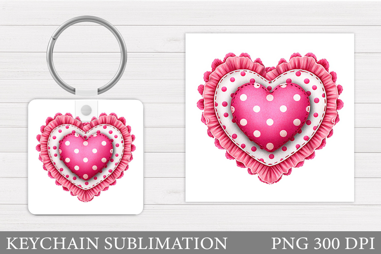 Heart Keychain Design. Valentine Keychain Sublimation