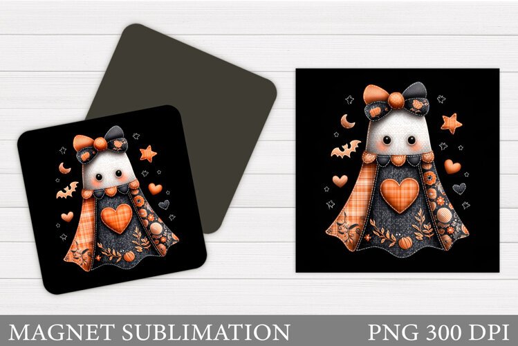 Cute Ghost Magnet Design. Halloween Magnet Sublimation example image 1