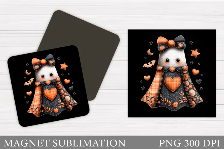 Cute Ghost Magnet Design. Halloween Magnet Sublimation
