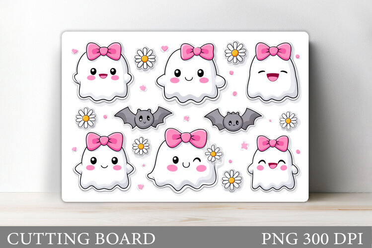 Cute Ghost Cutting Board Design. Halloween Cutting Board example image 1