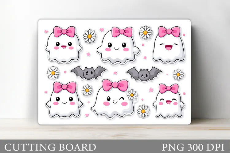 Cute Ghost Cutting Board Design. Halloween Cutting Board