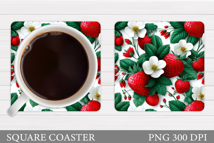 Strawberry Coaster Sublimation. Berries Coaster Design
