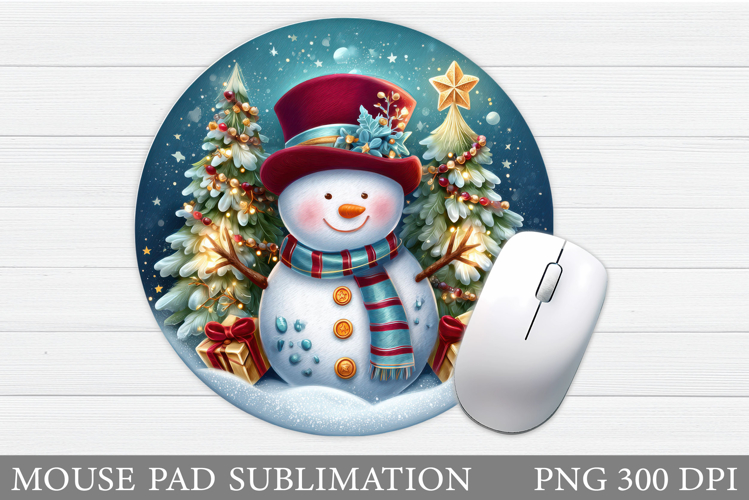 Snowman Mouse Pad Sublimation. Christmas Mouse Pad