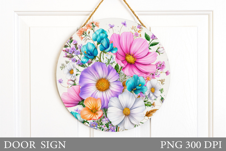 Flowers Door Sign Design. Wildflowers Door Sign Sublimation