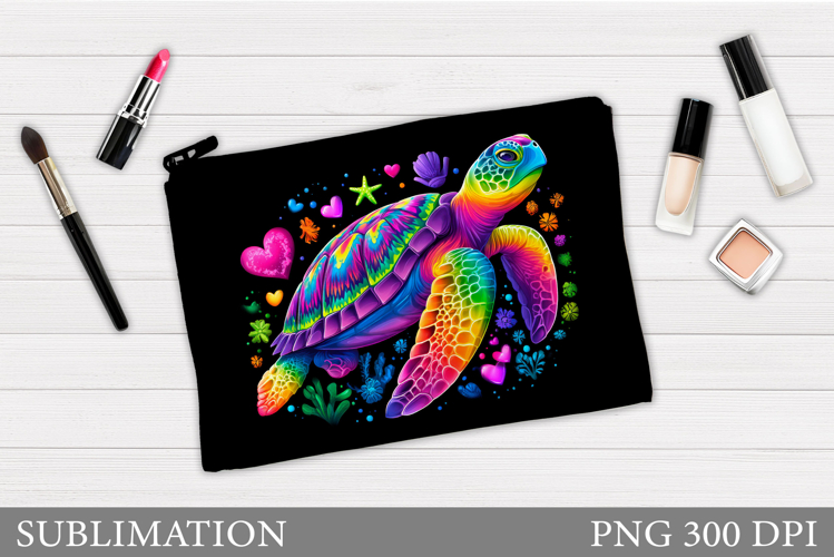 Turtle Cosmetics Bag Design. Sea Turtle Makeup Pouch