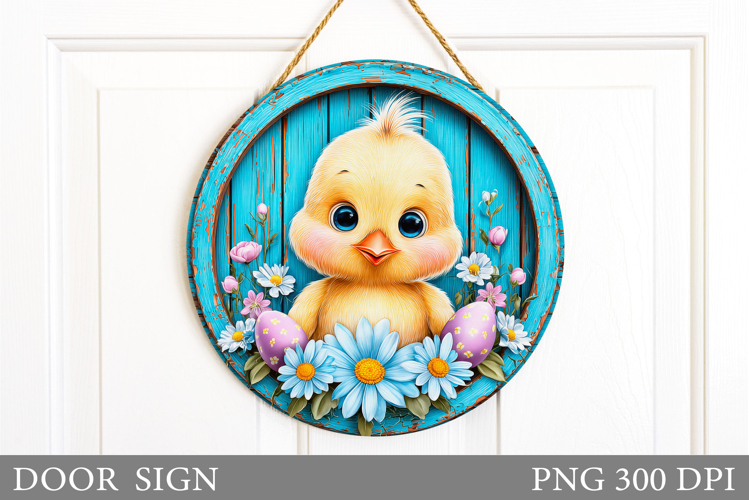 Easter Chick Door Sign Design. Easter Door Sign Sublimation
