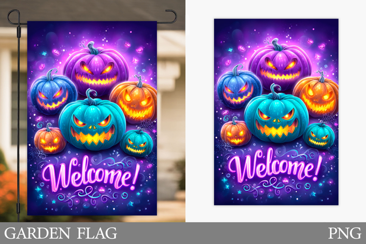 Halloween Garden Flag Design. Halloween Pumpkin Garden Flag