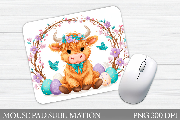 Easter Cow Mouse Pad Design. Easter Mouse Pad Sublimation