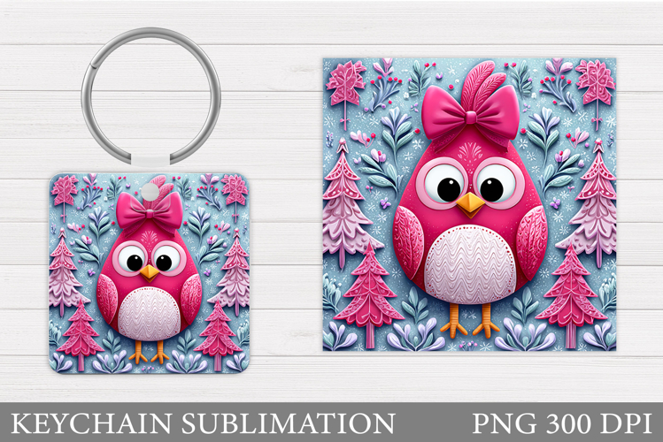 Christmas Bird Keychain. Christmas Keychain Sublimation