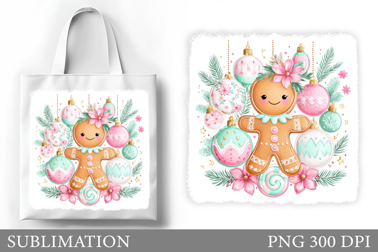 Gingerbread Tote Bag Design. Christmas Tote Bag Sublimation