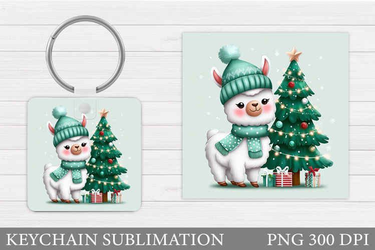 Christmas Lama Keychain. Cute Lama Keychain Design