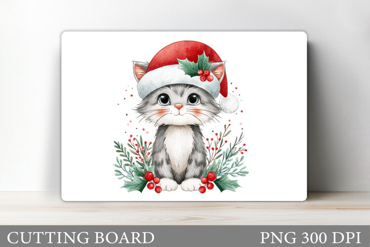 Christmas Cat Cutting Board. Christmas Cutting Board Design example image 1