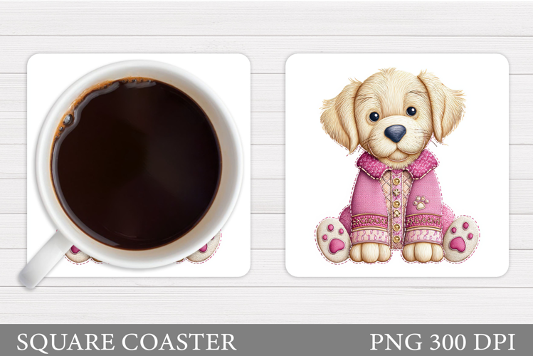 Cute Dog Coaster Sublimation. Cute Dog Sublimation