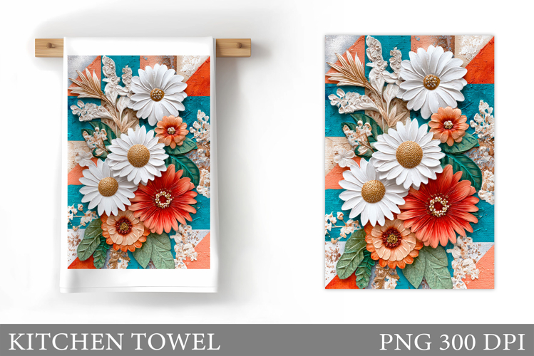 Flowers Kitchen Towel. Floral Kitchen Towel Sublimation