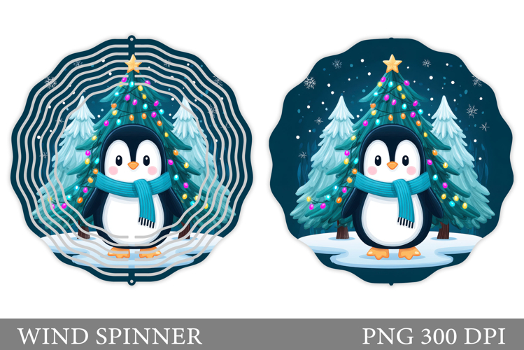 Cute Penguin Wind Spinner. Christmas Wind Spinner Design