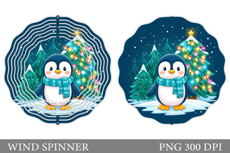 Cute Penguin Wind Spinner. Christmas Wind Spinner Design