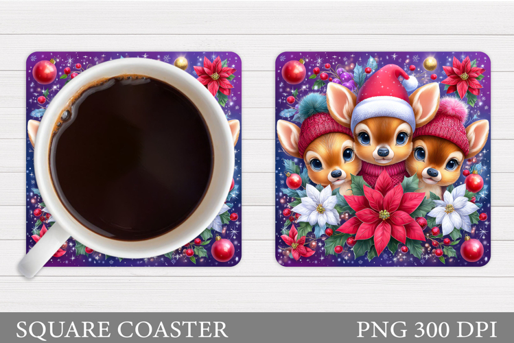 Christmas Deer Coaster Design. Christmas Coaster Sublimation