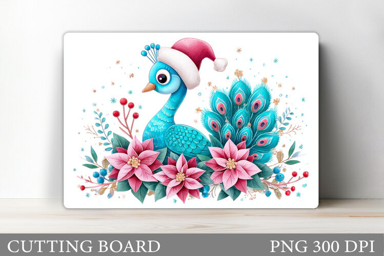 Christmas Peacock Cutting Board. Christmas Cutting Board example image 1