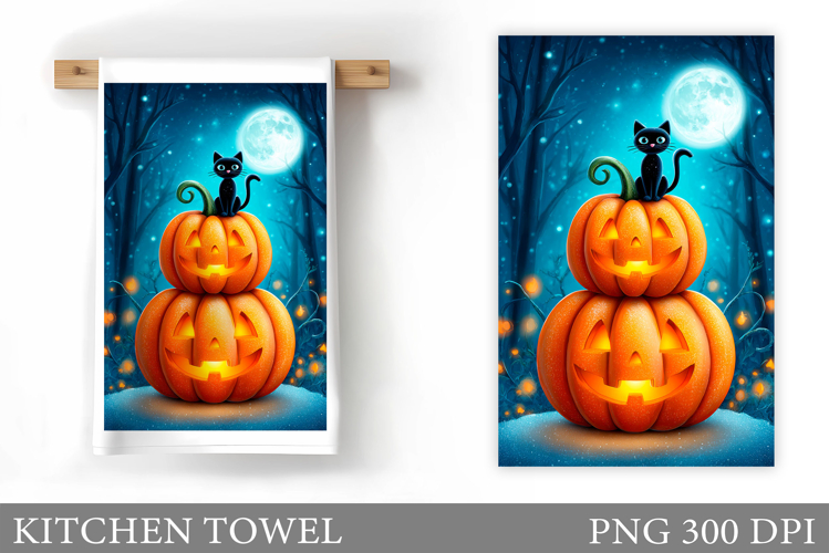 Cute Cat Kitchen Towel. Halloween Kitchen Towel Design