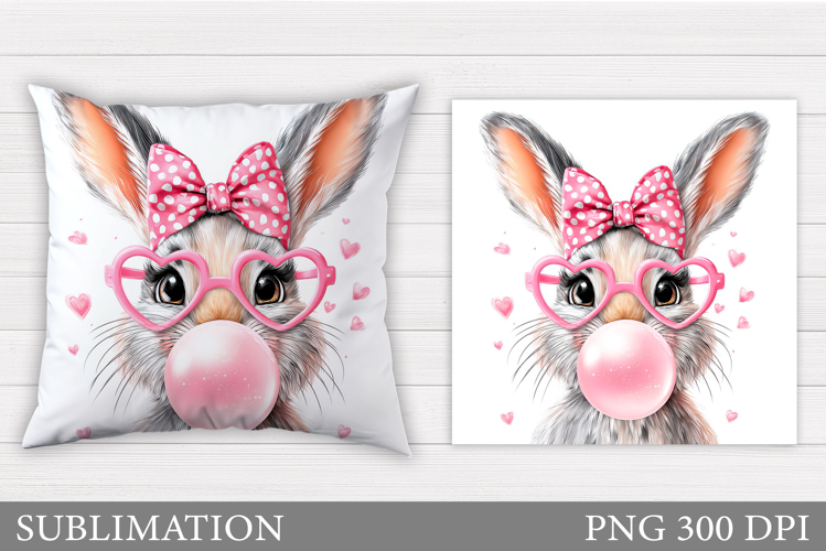 Cute Bunny Pillow Design. Cute Bunny Sublimation