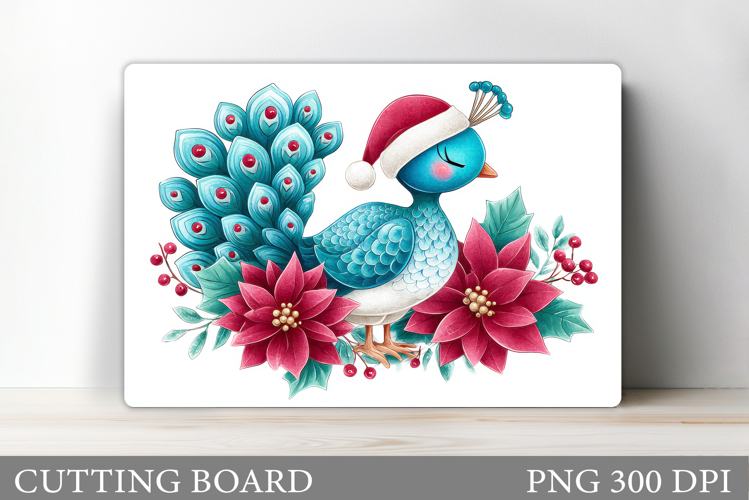 Christmas Peacock Cutting Board. Christmas Cutting Board
