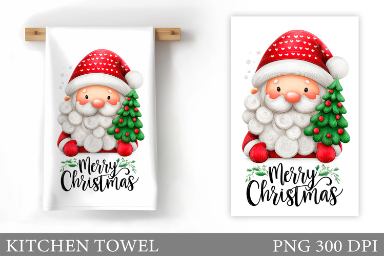 Santa Claus Kitchen Towel. Christmas Kitchen Towel Design
