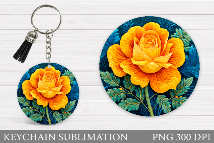 Rose Keychain Sublimation. Flowers Keychain Design