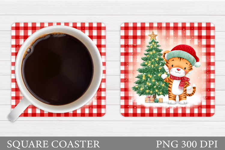 Christmas Tiger Coaster. Christmas Coaster Sublimation
