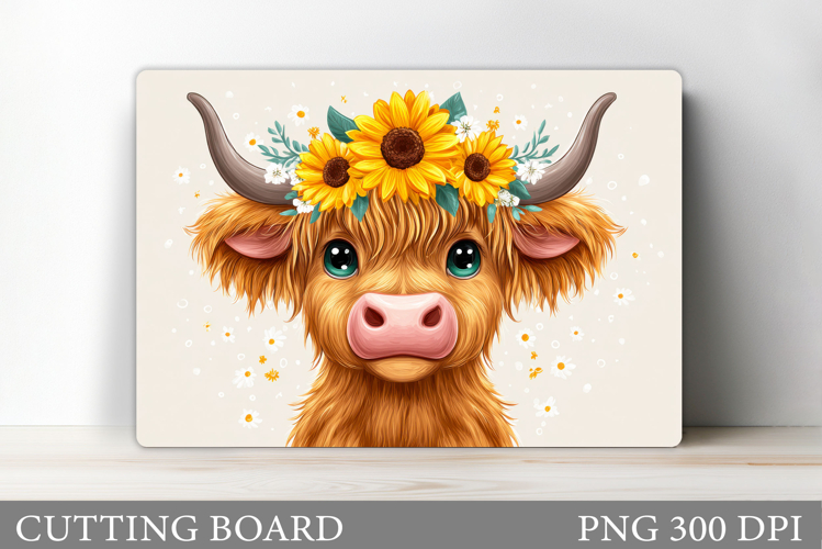 Cute Cow Cutting Board Design. Cow Flowers Cutting Board