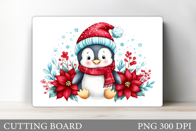 Cute Penguin Cutting Board. Christmas Cutting Board Design