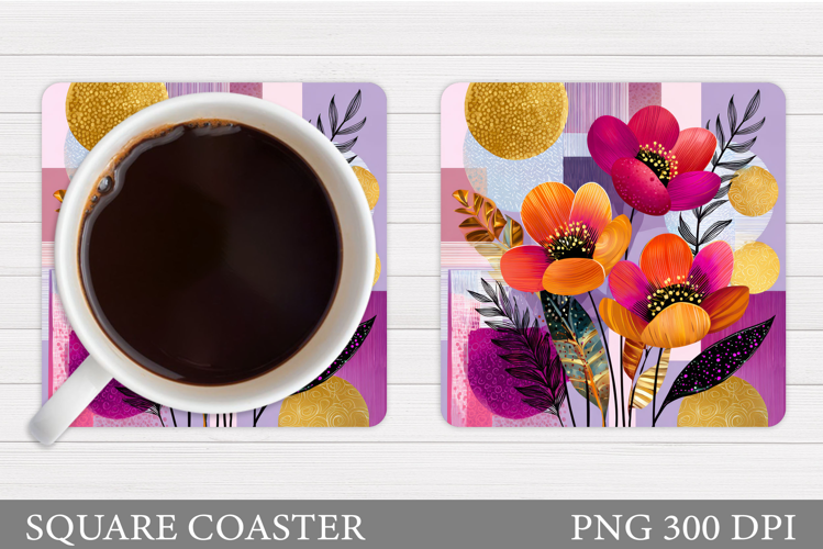 Floral Coaster Design. Flowers Coaster Sublimation