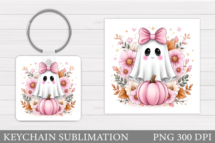 Cute Ghost Keychain Design. Cute Halloween Keychain