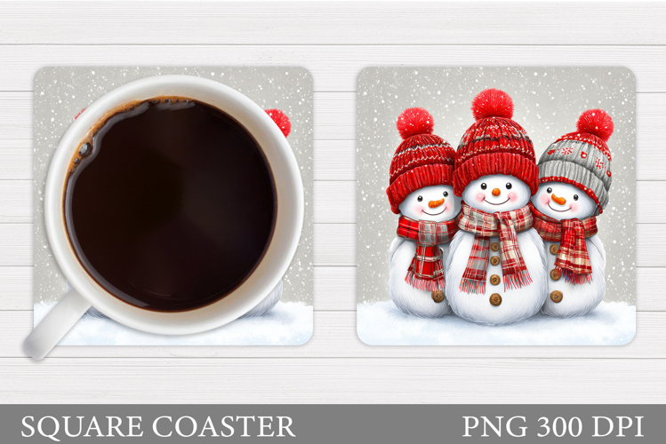 Snowman Coaster Sublimation. Christmas Coaster Design