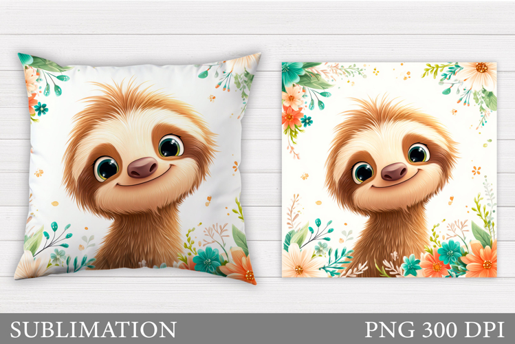 Cute Sloth Pillow Design. Cute Sloth Sublimation