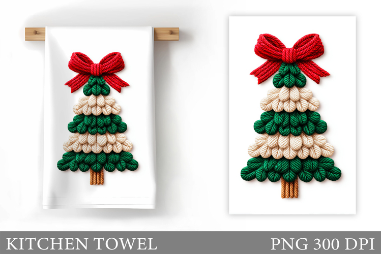 Crochet Christmas Tree Kitchen Towel Sublimation