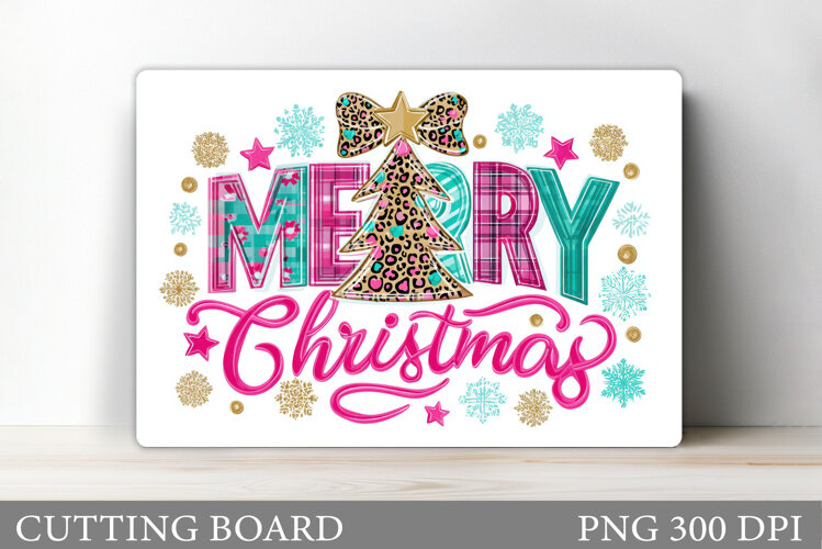 Merry Christmas Cutting Board. Christmas Tree Cutting Board example image 1