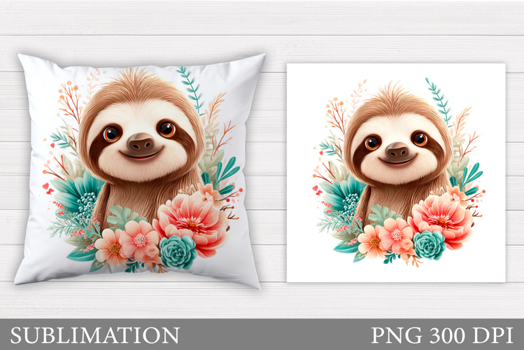 Cute Sloth Pillow Design. Cute Sloth Sublimation