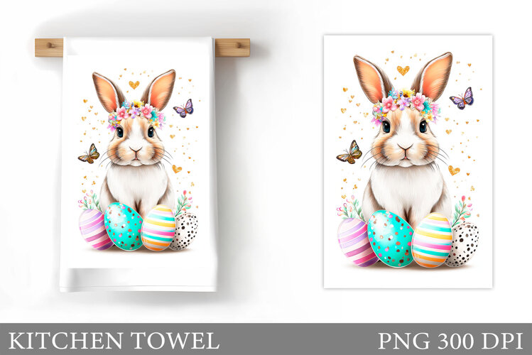 Easter Bunny Kitchen Towel . Easter Kitchen Towel Design example image 1
