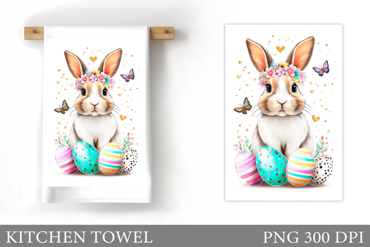 Easter Bunny Kitchen Towel . Easter Kitchen Towel Design