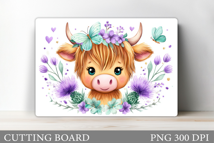 Cute Cow Cutting Board Design. Cow Flowers Cutting Board
