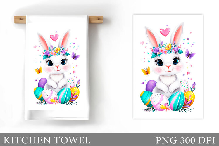 Easter Bunny Kitchen Towel . Easter Kitchen Towel Design example image 1