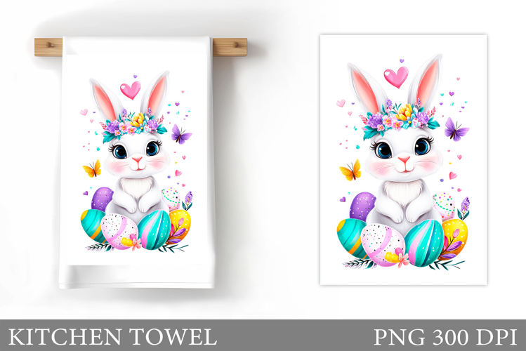Easter Bunny Kitchen Towel . Easter Kitchen Towel Design