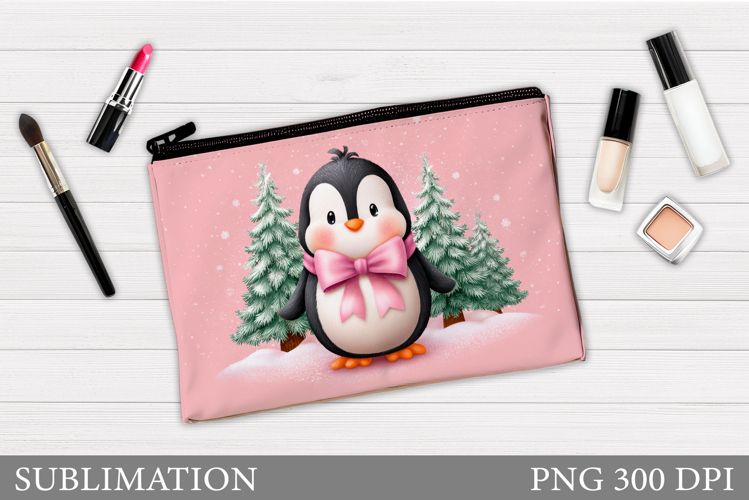Penguin Cosmetics Bag. Christmas Makeup Bag Design
