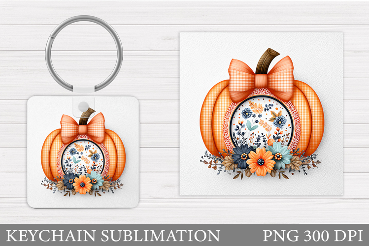 Patchwork Pumpkin Keychain. Pumpkin Keychain Sublimation