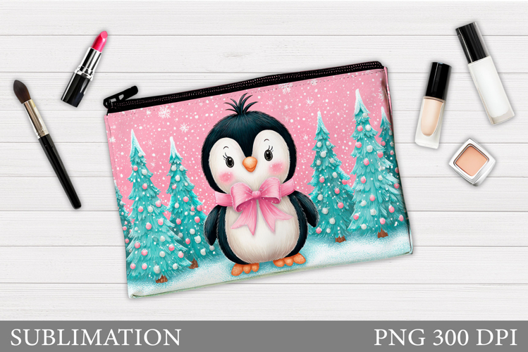 Penguin Cosmetics Bag. Christmas Makeup Bag Design