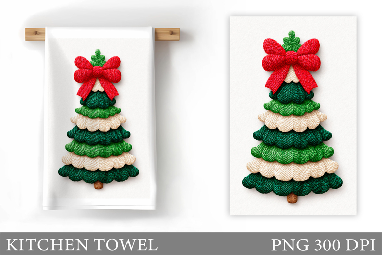 Crochet Christmas Tree Kitchen Towel Sublimation