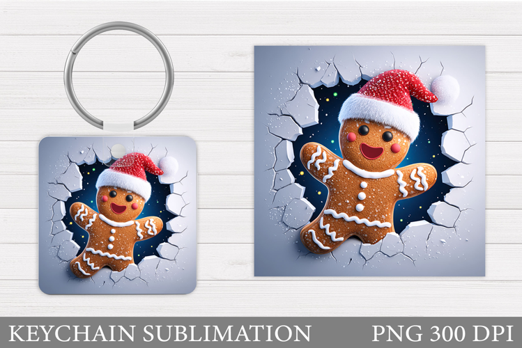 Cute Gingerbread Keychain. Christmas Keychain Sublimation