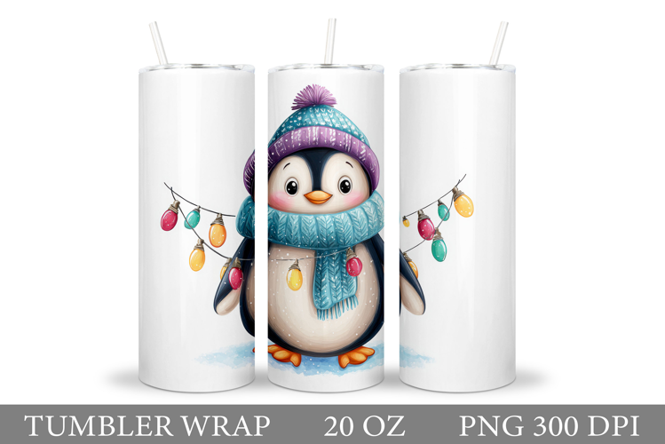 Cute Penguin Tumbler Design. Christmas Tumbler Sublimation